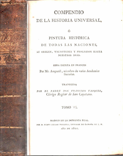 Compendio De La Historia Universal Libro Antiguo