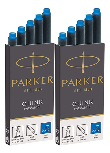 Cartuchos De Tinta De Pluma Estilografica Parker Azul X10