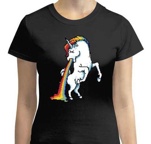 Playera 8 Bits Arcoíris Unicornio - Mujer - Unicorn Rainbow