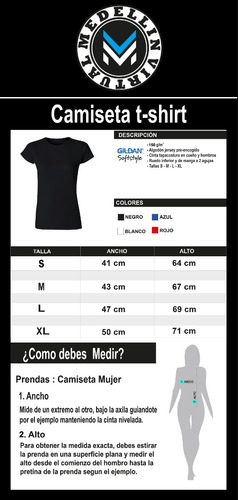 Camisetas Mujer 100% Algodón 6 Colores Gildan X 4 Unidades 