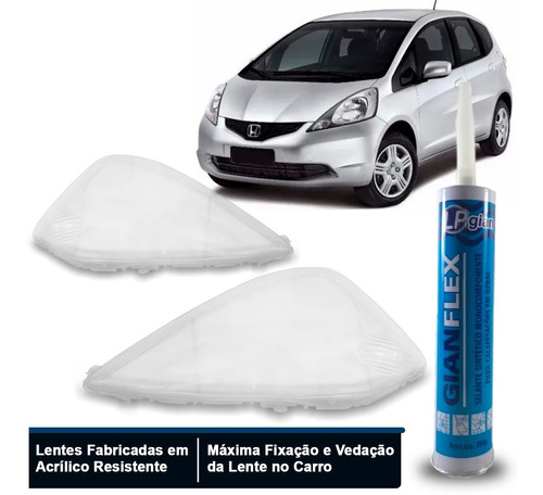 Par Lente Farol New Fit 2009 2010 2011 2012 Honda + Silicone