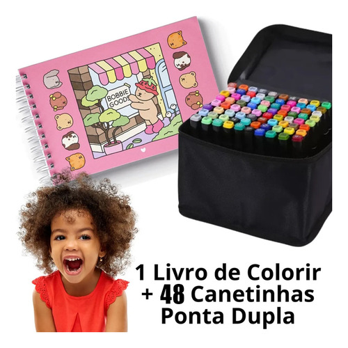 Conjunto De Livros Para Colorir + 48 Peças De Caneta De Pont