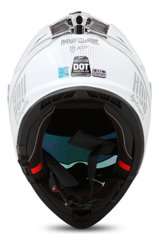 Casco Abatible Kov Original Thunder Waves Blanco Perla Dot
