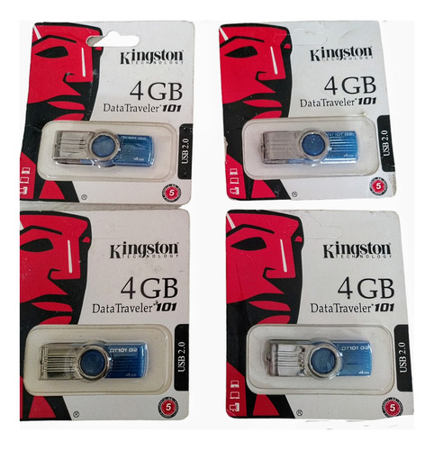 Pendrive Kingston 4 Gb,/101 ,/usb2.0/ Pack Por 4 Unidades 