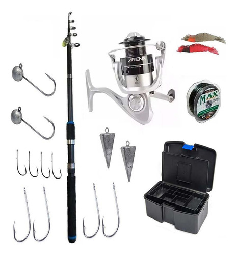 Kit Pesca Praia Molinete Arena 4000 Vara Telescopica 3,60m