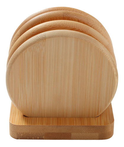 Set De 4 Portavasos De Bambu Con Base Lisa