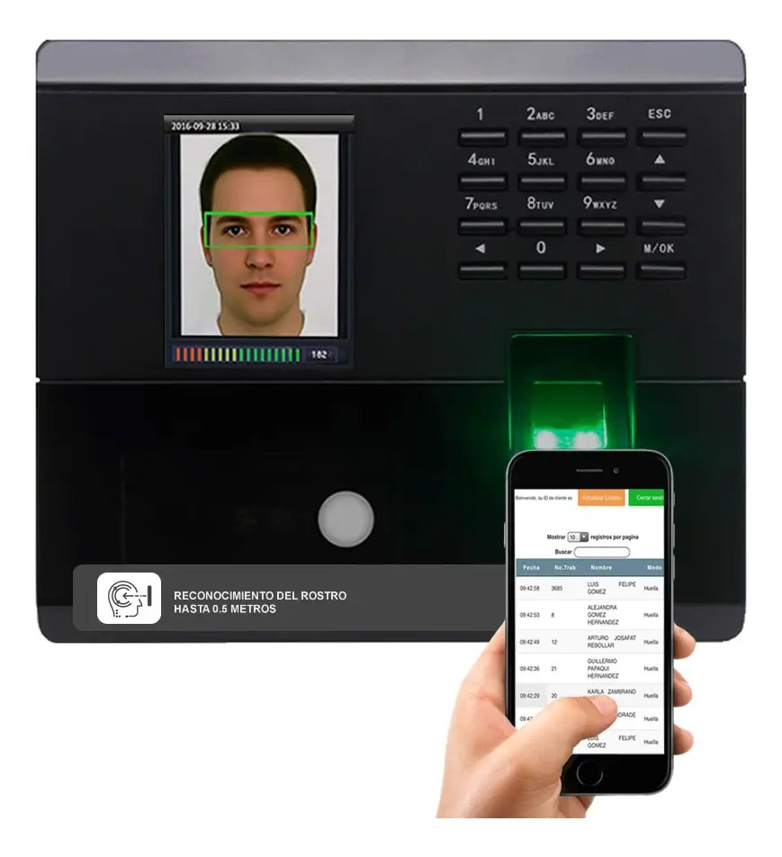 Reloj Checador ZKTeco MB10VL Biometrico Huella Rostro Checadas en la Nube Color Negro