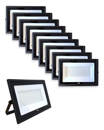 Kit 10 Refletor Led Holofote 1000w Bivolt Ip66 Branco Frio