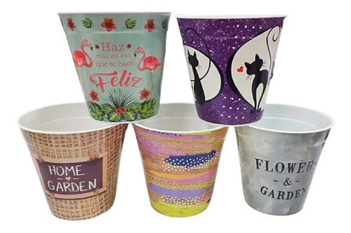 Macetas Plasticas Estampadas, Deco, Vintage, Souvenirs X 50u