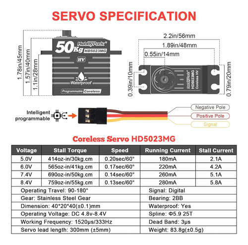 Hobbypark Impermeable 50 Kg Alto Torque Rc Servo Motor Sin N