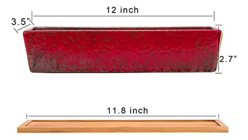 Maceta Rectangular Grande Para Suculentas Con Bandeja De Bam