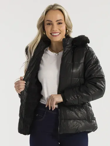 Jaqueta Couro Pu Feminina Casaco Puffer Bobojaco Peluciada