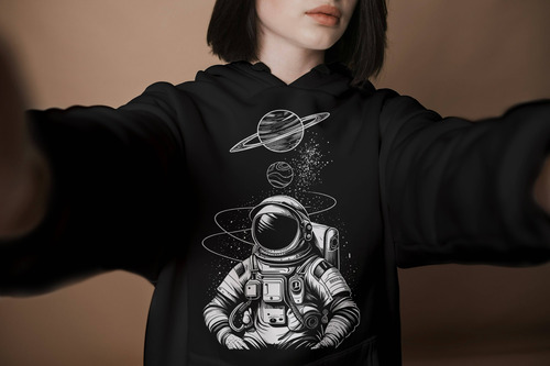 Sudadera Con Gorro Estampada Astronauta Planetas - Space