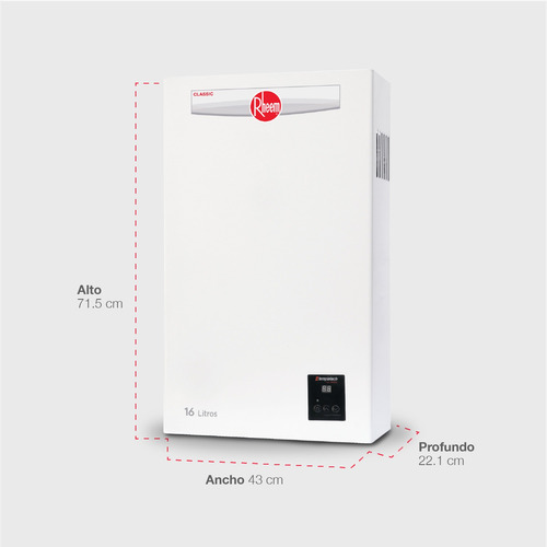 Calentador De Agua Rheem Instantáneo 16 Litros/min A Gas Lp