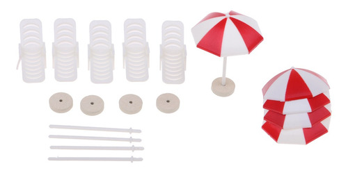 5 Conjunto De Miniatura Sombrilla Y Silla De Playa