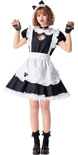 Disfraz De Cosplay Unisex De Lolita Kawaii Cat Maid, Vestido