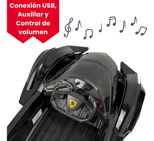 Montable Para Niños Con Control Remoto,sonido,luz,usb, 12v Color Negro