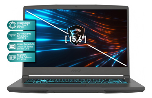 Laptop Gamer Msi Thin15 Rtx4050 Core I5 16g 512gb Mochila Ob Gris