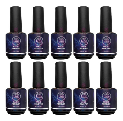 Kit 10 Magic Remover Lirió Removedor Esmalte Em Gel 15ml Cor n/a