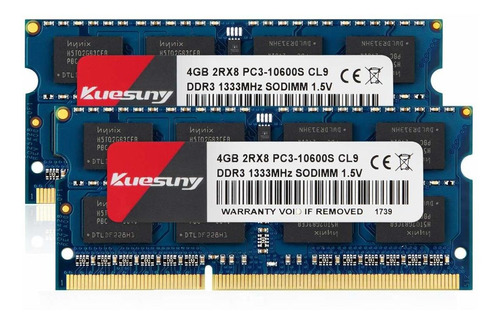 Memoria Ram 8gb (2x4gb) Ddr3 1333mhz Sodimm Kuesuny