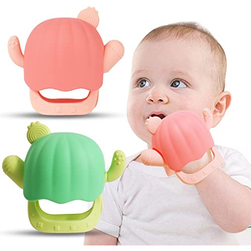 2 Packs Baby Teething Toys For Babies 0-6month,silicone...