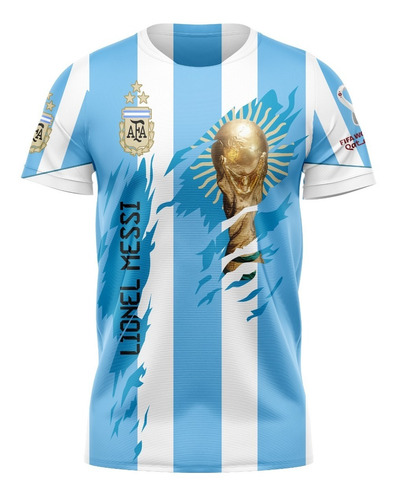 Camiseta Argentina Messi Copa Campeon 2022 Talle Especial