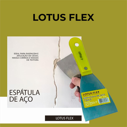 Espátula De Aço 7,5 Cm Lotus Flex 3'' Inox Gesso Massa