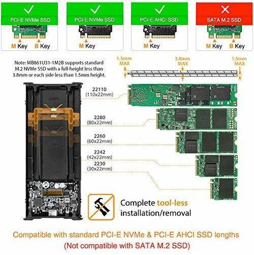 Icy Dock M.2 Nvme A Usb 3.2 Gen 2 (10 Gbps) Thunderbolt 3/