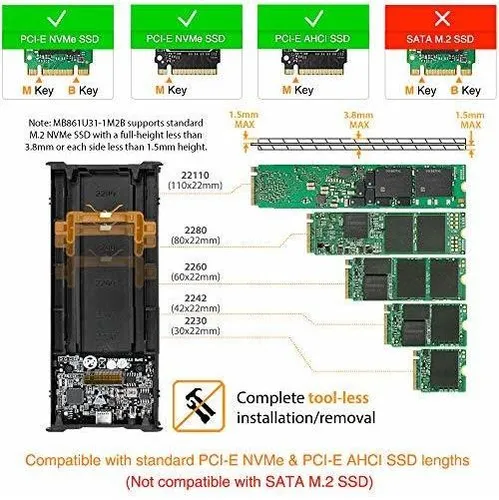 Icy Dock M.2 Nvme A Usb 3.2 Gen 2 (10 Gbps) Thunderbolt 3/