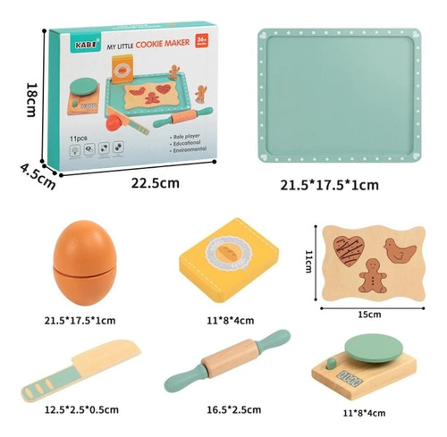 Juguete De Repostería 10pzs De Madera, Estilo Montessori