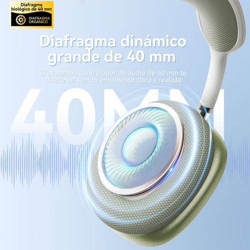 Audífonos Inalámbricos Over-ear Mecdets P9 Pro Max Con Bluetooth, Sonido De Bajos Profundos, Micrófono Integrado, Cancelación De Ruido, Verde