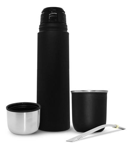 Set Equipo De Mate + Bombilla + Termo Acero Inox Medio Litro