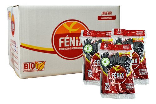Tenedores Biodegradable Negro Mediano Caja C/ 40pack/25pza