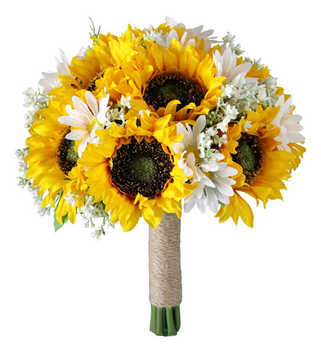 Boda Novia Mano Ramo Girasoles Margarita Para Fiesta