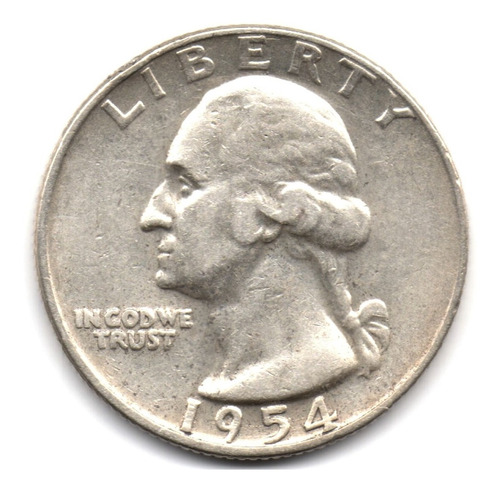 Estados Unidos 1 Cuarto De Dólar 1954 Plata