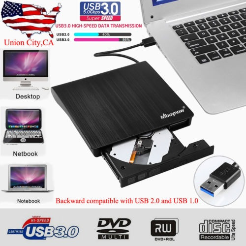 Imagen 1 de 5 de Ultraslim Usb 3.0 Externa Rw Cd Quemador Escritor Lector De