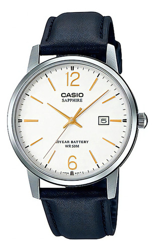 Reloj Casio Mts-110l-7avdf Hombre 100% Original Color De La Correa Negro Color Del Bisel Plateado Color Del Fondo Blanco