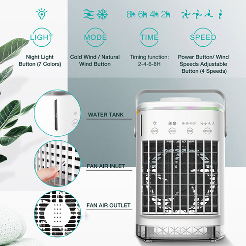 Mini Ventilador De Ar Condicionado Portátil Para Sala, Escri