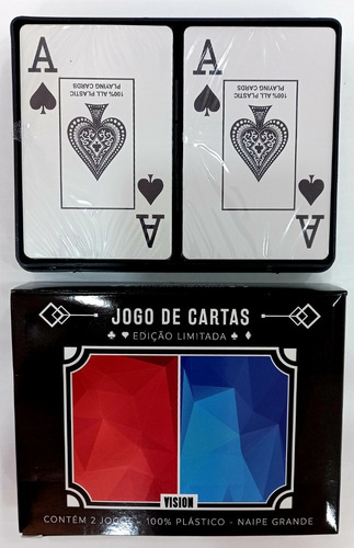 Jogo 02 Baralhos Poker Truco Profissional 100% Plástico     
