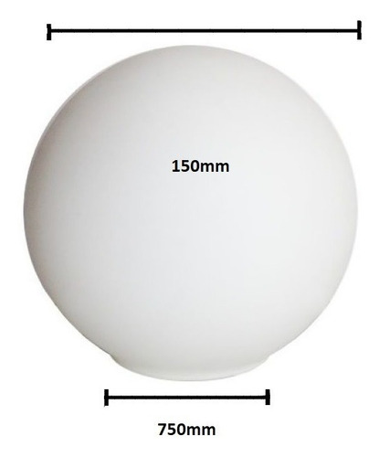 Imagen 2 de 3 de Tulipa Globo / Bocha 8x15 Cm Vidrio Opal Satinado Sin Cuello