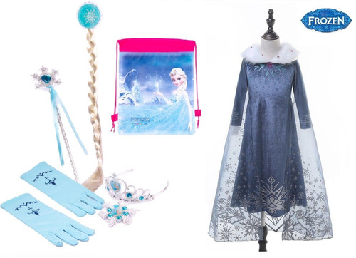 Elsa Princesa Frozen 2 Vestido Fiesta Disfraz *5 Accesorios*