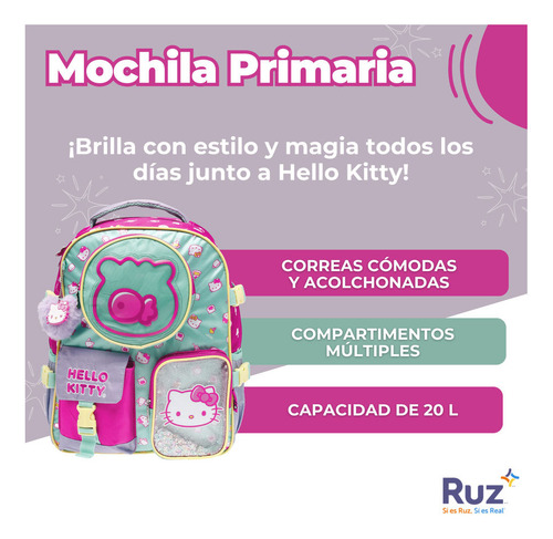Mochila Primaria Infantil Sanrio Hello Kitty 20 L Rosa Estampado Rosa Estampado