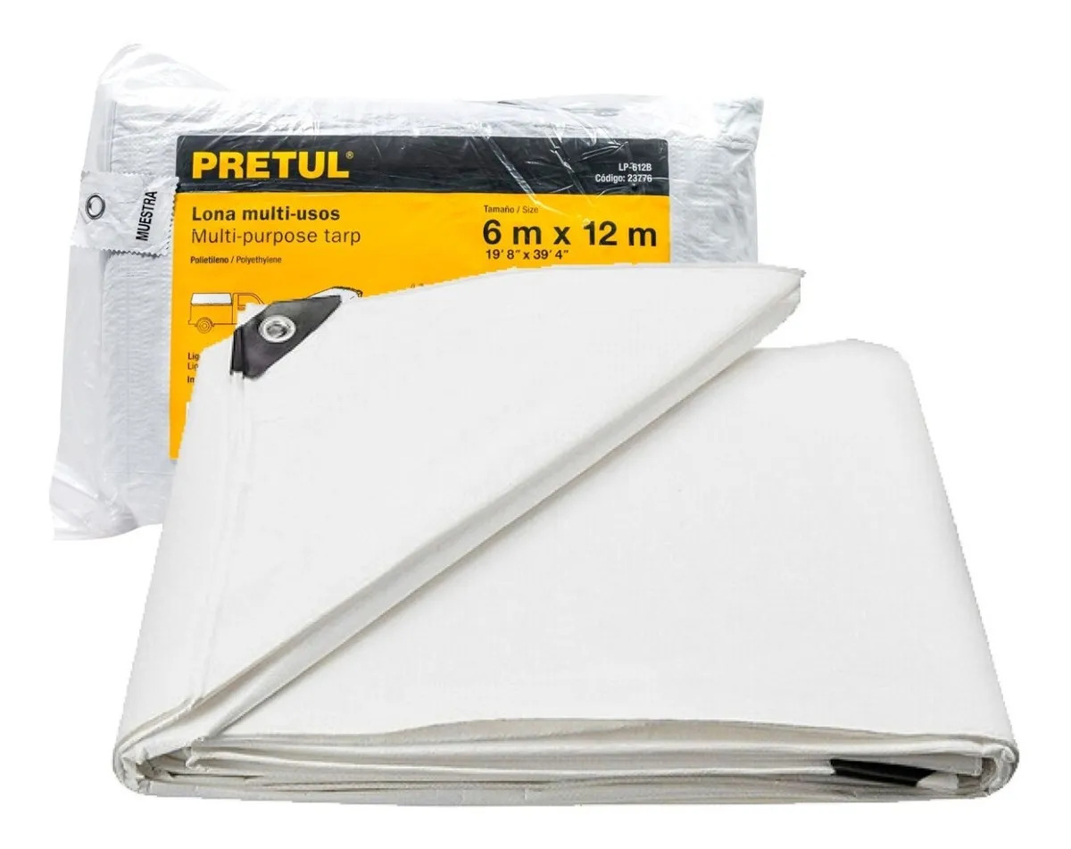 Lona Pretul Impermeable 6 x 12 m Blanca con Protección UV