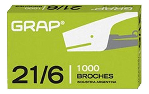 Broches Grap 21/6 x1000 para abrochadora pinza Grap 21/6 Caja 100 Cajitas