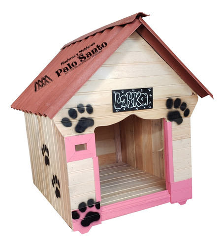 Casas Para Perros 60cm X 50cm Techo En Teja Plástica +nombre