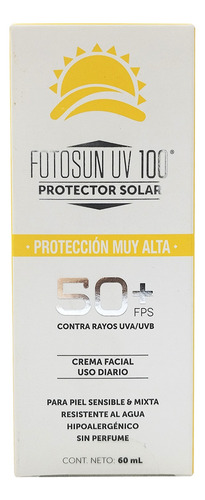 Protector Solar Fotosun Uv 100 50+fps 60ml Facial