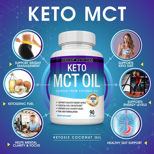 Toplux Capsulas Aceite Mct Keto 3000 Mg 90 Uds