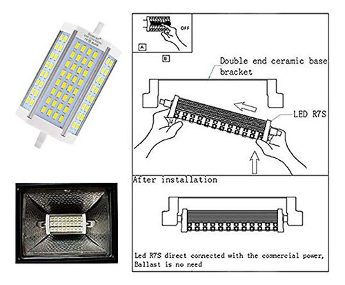 Bombilla Led Rowrun Nuolun R7s J118 De 30 W, Base De Doble E