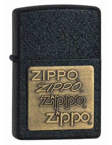 Zippo Black Crackle Gold Logo Original Garantia 28737