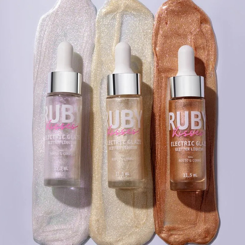 Glitter Liquido Electric Glaze Corpo E Rosto - Ruby Kisses
